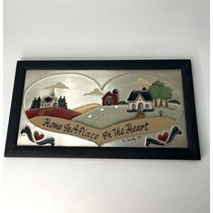 Vintage Tin Metal Country Wall Art Signed Painted USA Decor